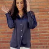Laia Laffaure Partes De Arriba<Camisa Satinada Marino