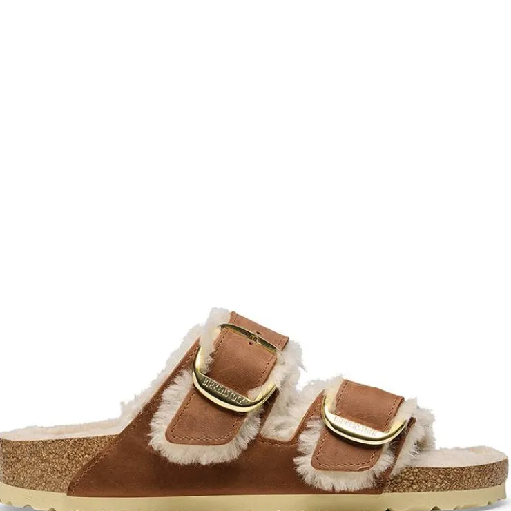 sandalia_birkenstock_ariz_0.webp Mujer Birkenstock Zuecos | Zapatos De Confort<Sandalia Arizona Big Buckle Lana de Borrego Cognac