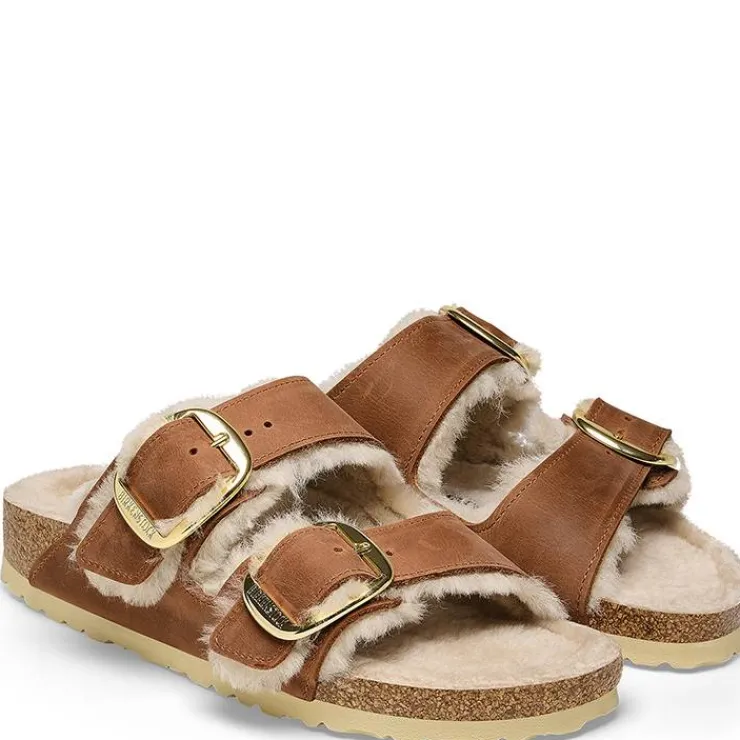 sandalia_birkenstock_ariz_1.webp Mujer Birkenstock Zuecos | Zapatos De Confort<Sandalia Arizona Big Buckle Lana de Borrego Cognac